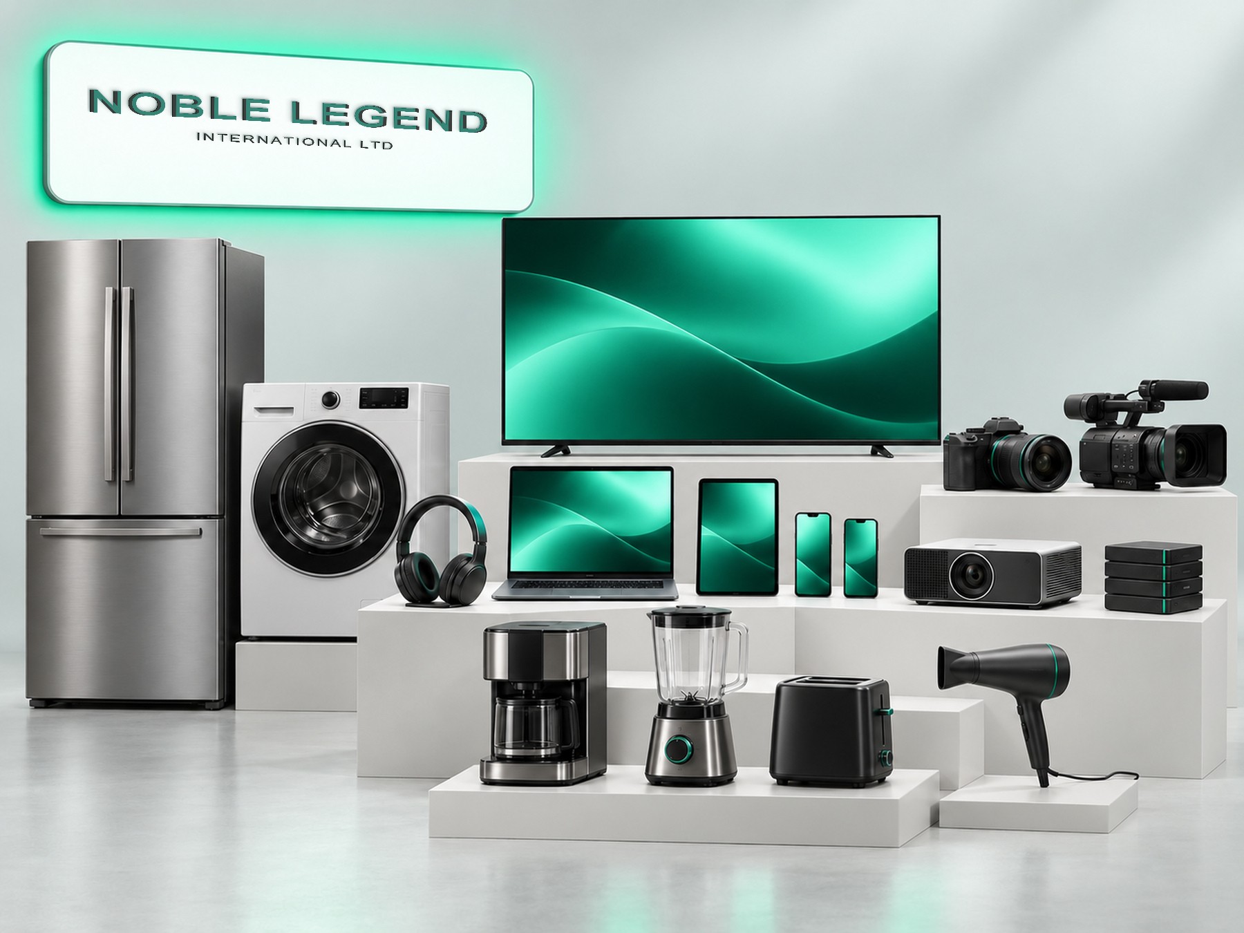 Noble Legend range of branded electronics: televisions, appliances, phones, cameras and storage